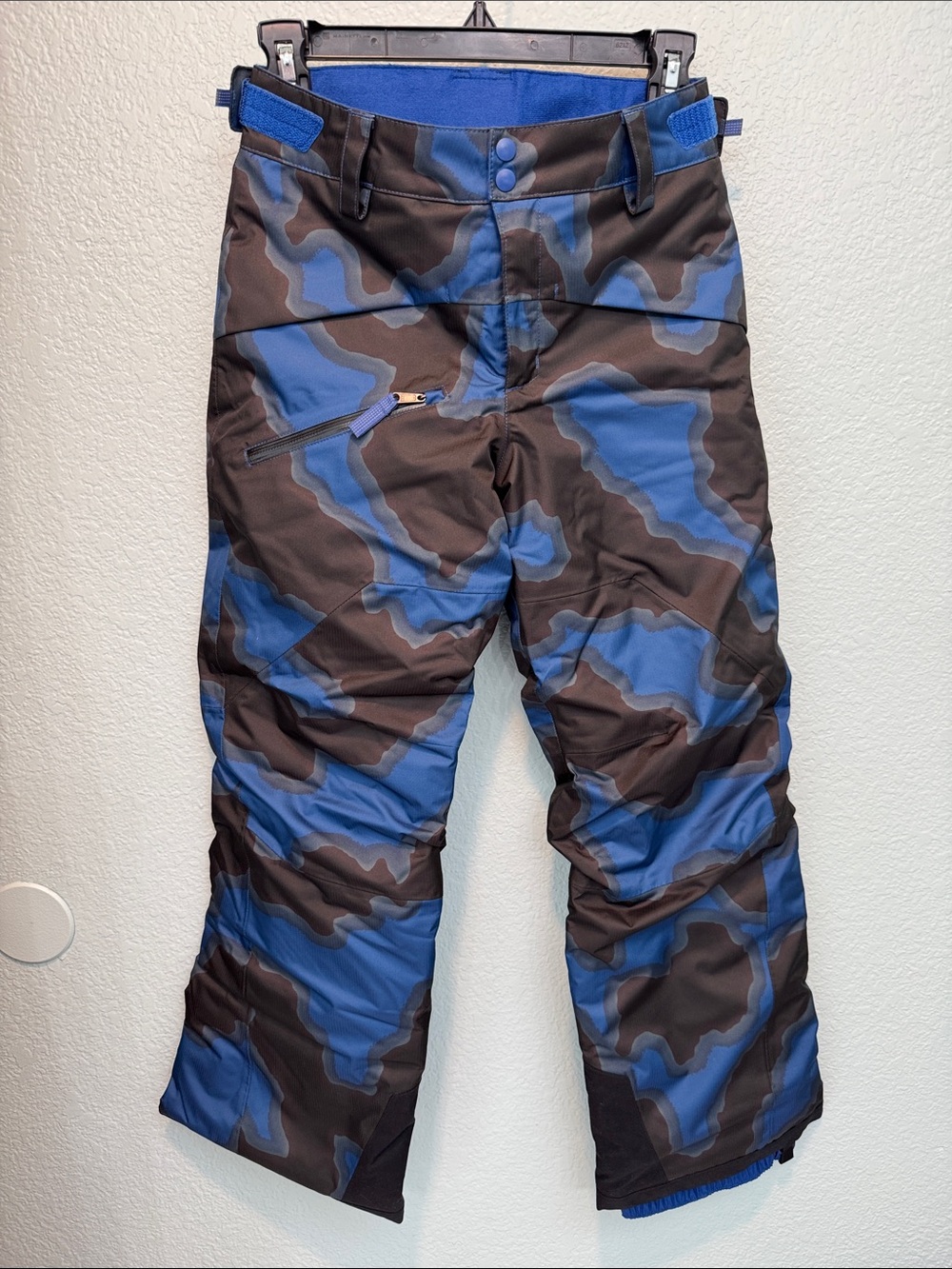 Patagonia Blue and Black Camo Kids Snowshot Pants